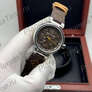 Louis Vuitton Tambour Monogram Silver Brown
